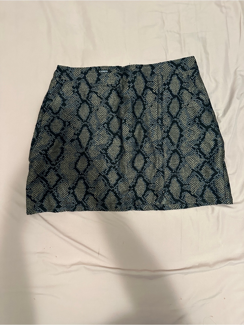 Express Python-Print Mini Skirt in Black and Cream